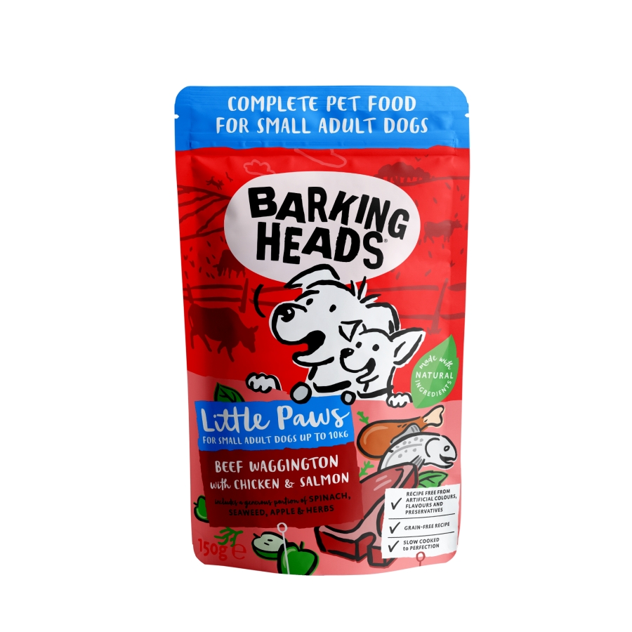 BARKING HEADS Litt.Paws Beef+Chick+Salm kapsička 150g