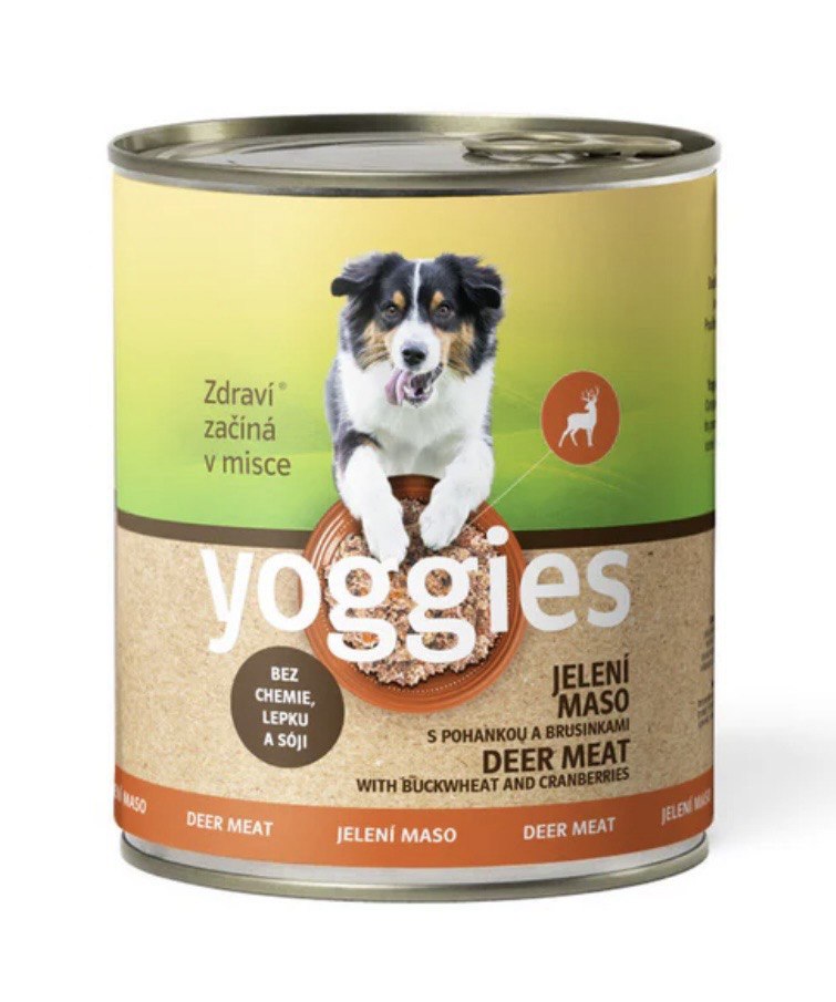 Yoggies jelení konzerva s pohankou a brusinkami 800g
