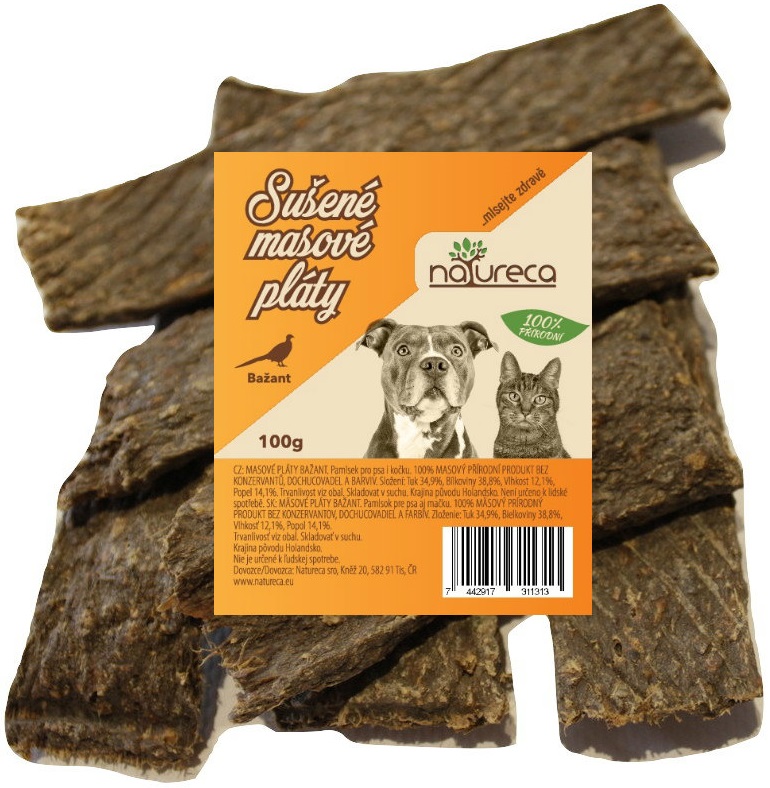 NATURECA pochoutka Masové pláty Bažant - 100% maso 100g