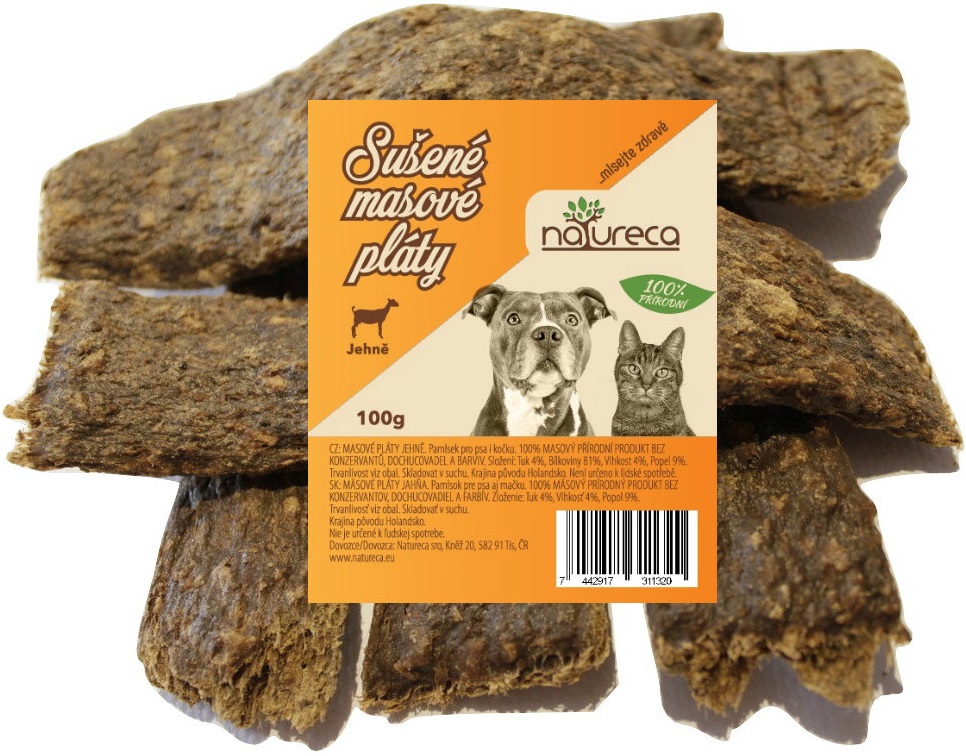 NATURECA pochoutka Masové pláty Jehně - 100% maso 100g