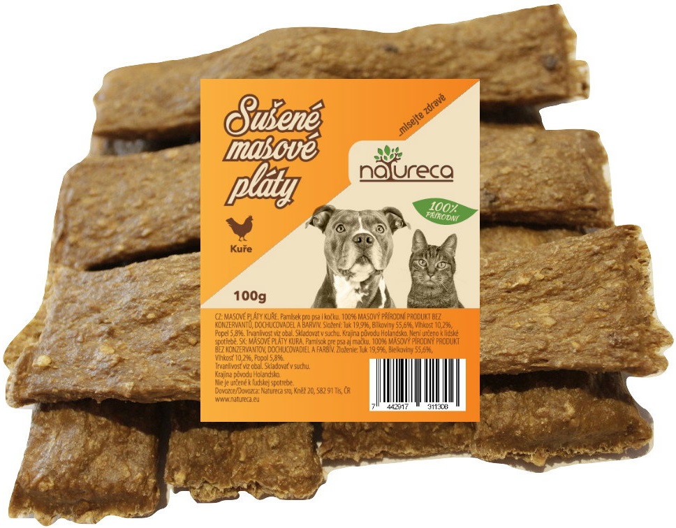 NATURECA pochoutka Masové pláty  Kuře - 100% maso 100g