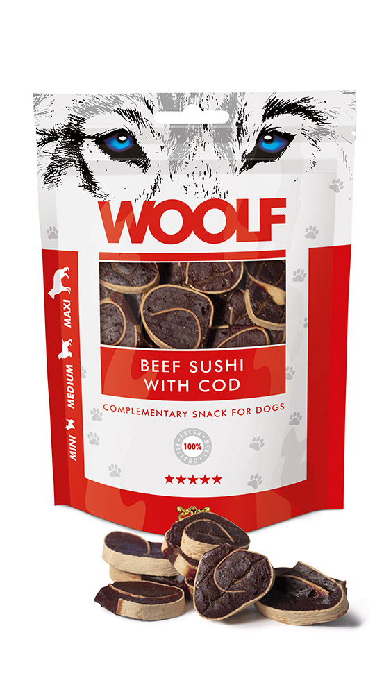 WOOLF pochoutka beef sushi with cod 100g