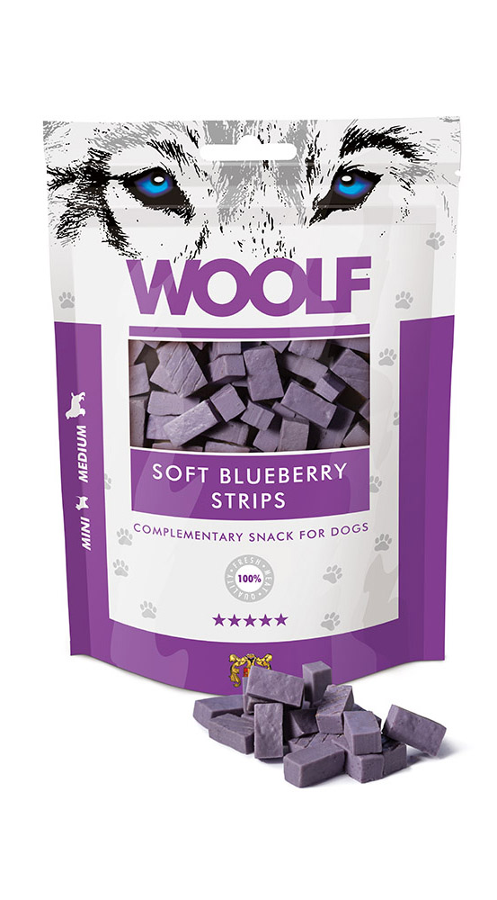 WOOLF pochoutka soft blueberry strips 100g