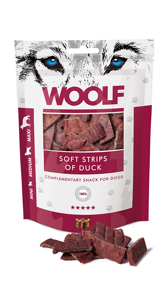 WOOLF pochoutka soft strips of duck 100g