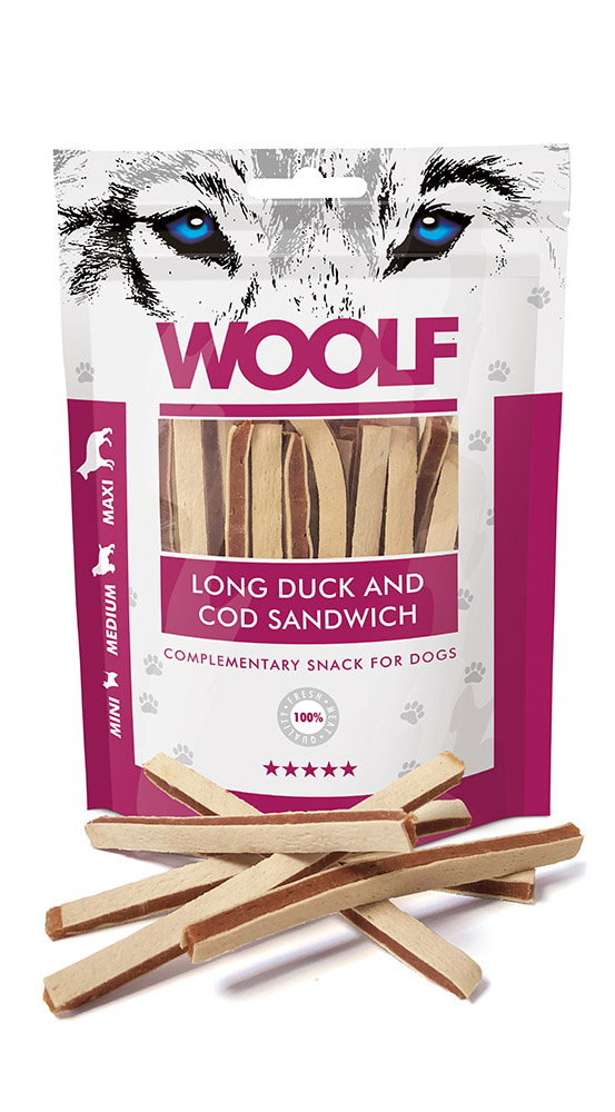 WOOLF pochoutka soft duck and cod sandwich long 100g