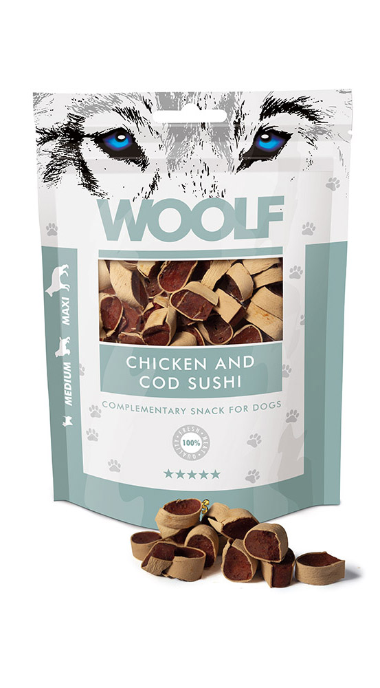 WOOLF pochoutka chicken and cod sushi 100g