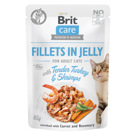 Brit Care Cat kapsička Jelly with Tender Turkey & Shrimps 85 g