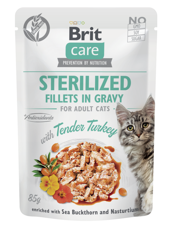 Brit Care Cat kapsička Sterilized Gravy Tender Turkey 85 g