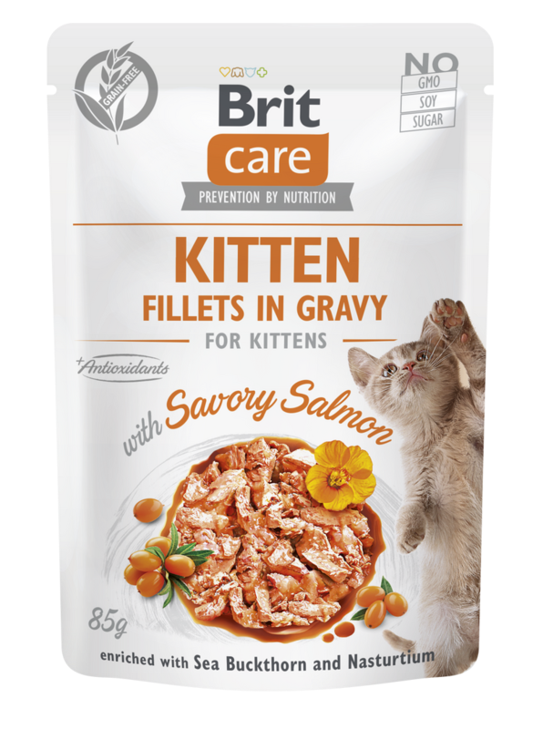 Brit Care Cat kapsička Kitten Gravy Savory Salmon 85 g