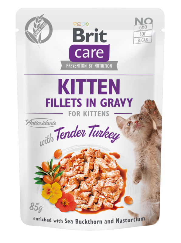 Brit Care Cat kapsička Kitten Gravy Tender Turkey 85 g