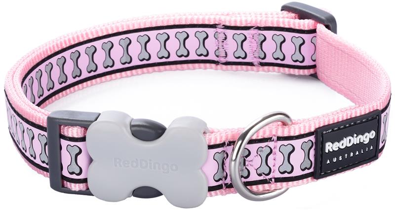 Obojek RD 12 mm x 20-32 cm - Bones Rfx - růžová