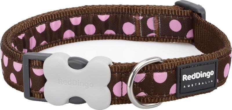 Obojek RD 12 mm x 20-32 cm - Pink Spots on Brown