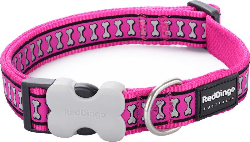 Obojek RD 12 mm x 20-32 cm - Bones Rfx - tm. růžová