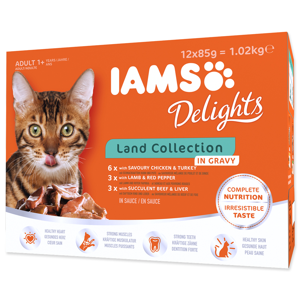 IAMS Cat výběr ze suchozemských mas v omáčce multipack 1020g