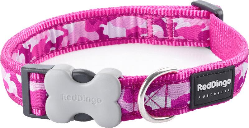 Obojek RD 12 mm x 20-32 cm - Camouflage Hot Pink