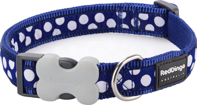 Obojek RD 12 mm x 20-32 cm - White Spots on Navy
