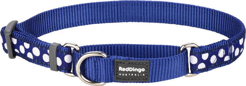 Obojek polos. RD 15 mm x 26-40 cm - White Spots on Navy