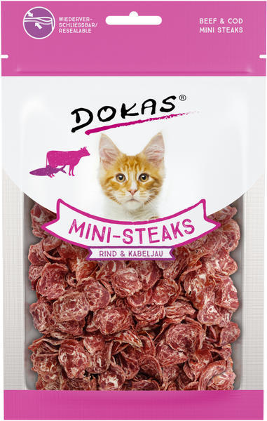 Dokas - Hovězí a treska mini steaky pro kočky 25 g