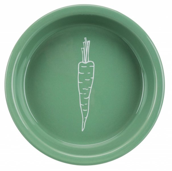Keramická miska s motivem mrkve pro králíky 200 ml - tmavě zelená