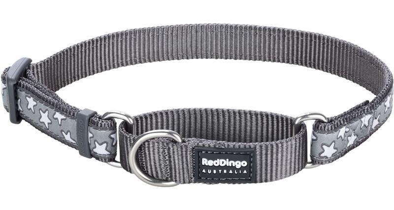 Obojek polos. RD 15 mm x 26-40 cm - Stars White on Grey