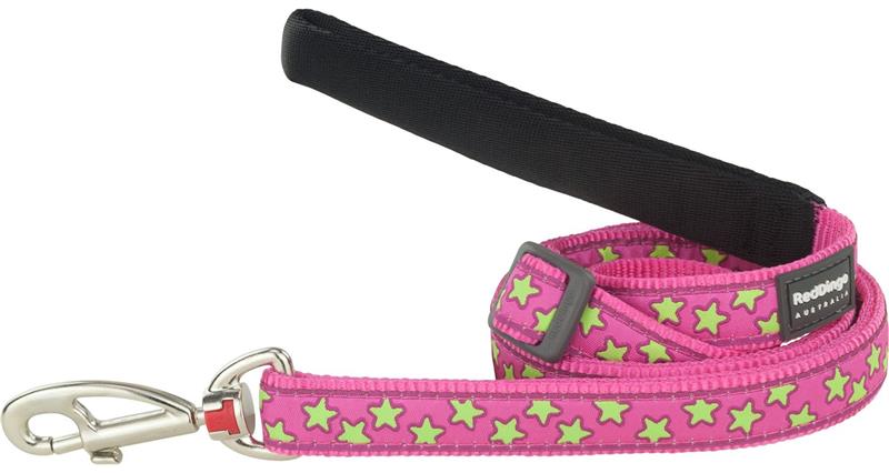Vodítko RD 12 mm x 1,8 m - Stars Lime on Hot Pink
