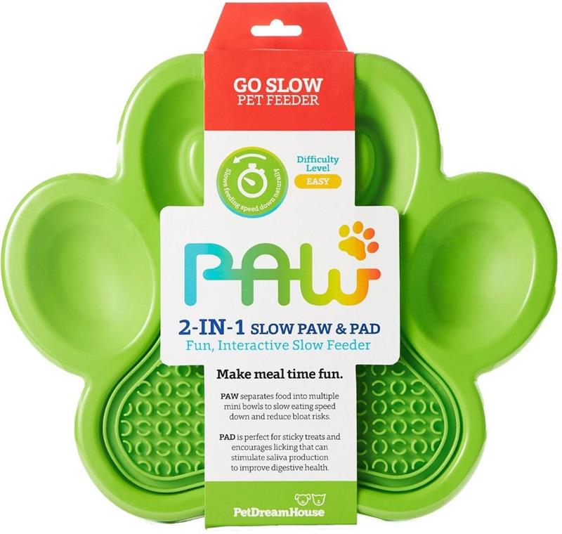 PetDreamHouse zpomalovací miska Paw 2 v 1 – zelená