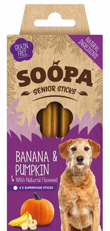 Dentální tyčinky Soopa Senior s banánem, dýní a lněným semínkem 100 g