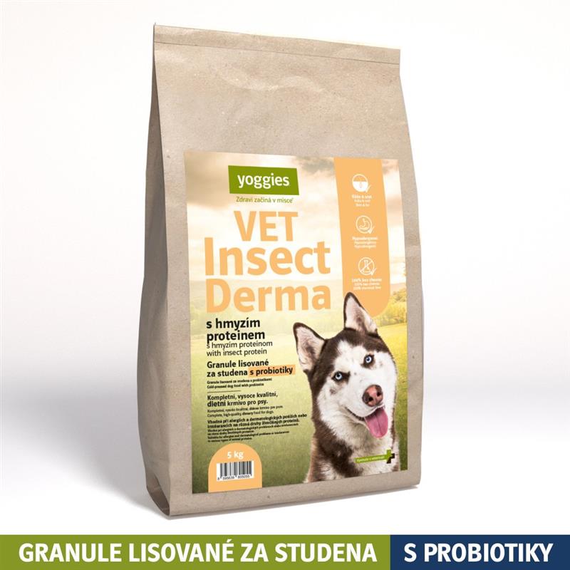 Yoggies VET Insect Derma s hmyzím proteinem, granule lisované za studena s probiotiky 5kg
