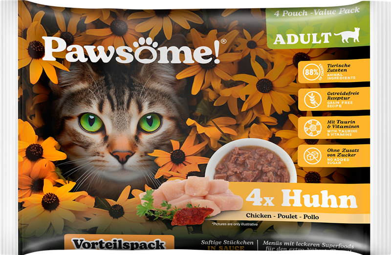 Pawsome! Adult s kuřecím masem Multipack 4x85 g