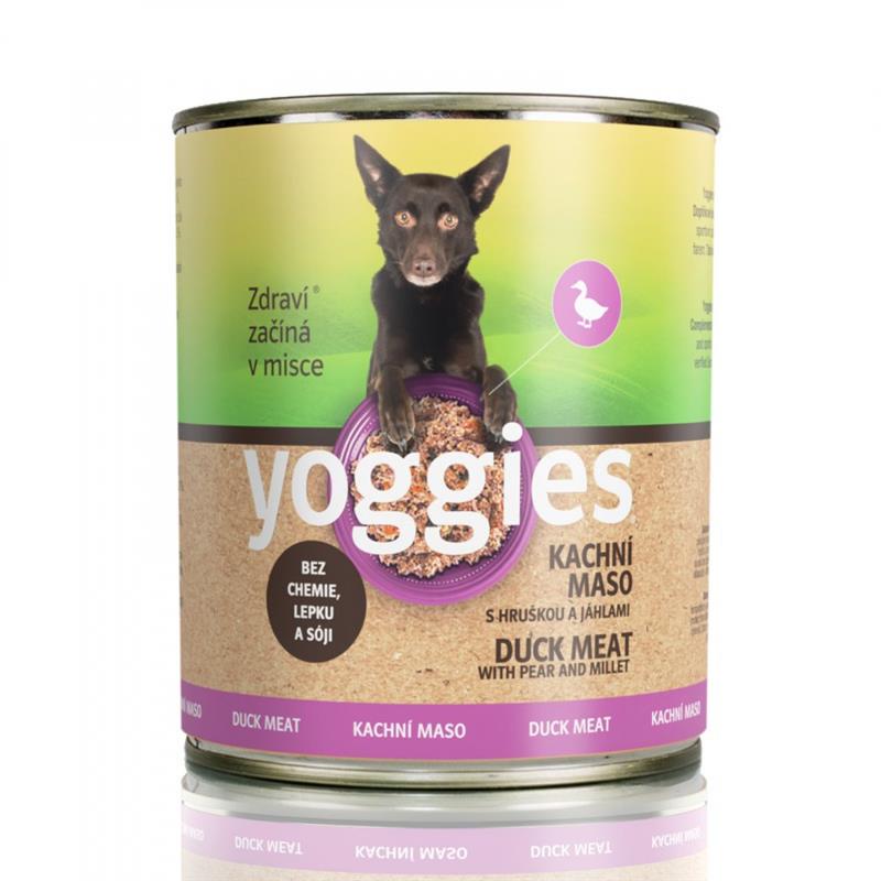 Yoggies kachní konzerva s hruškou a jáhlami 800g