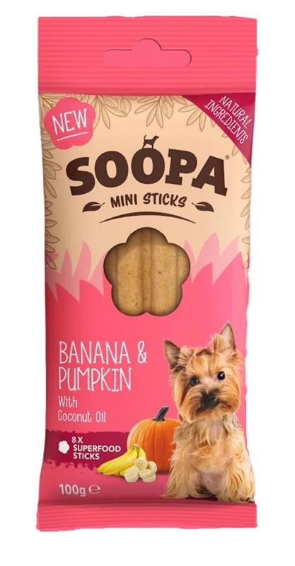 Dentální tyčinky Soopa Mini s banánem a dýní 100 g