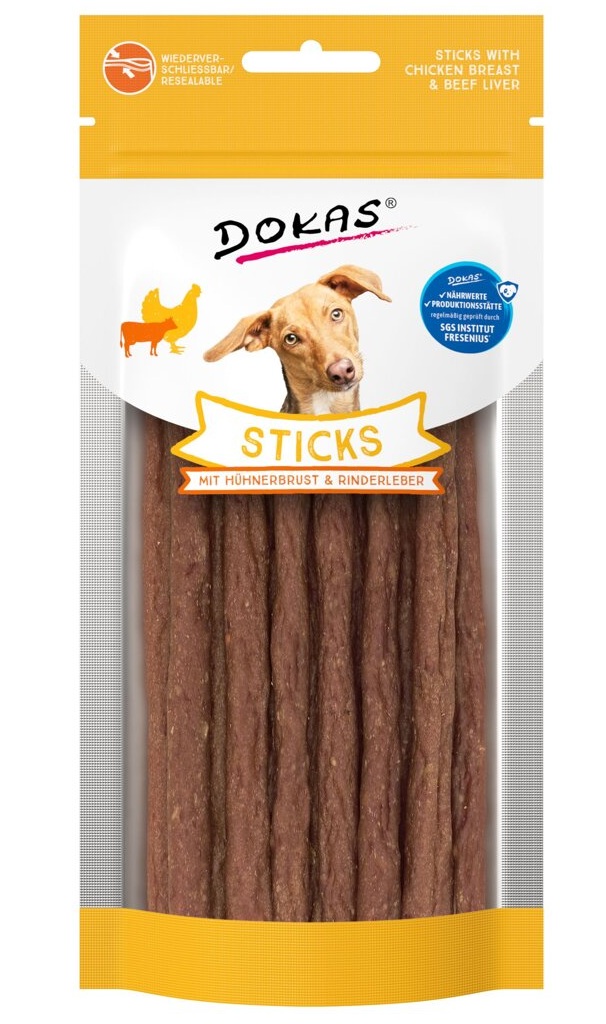 Dokas Tyčinky kuřecí prsa a hovězí játra 60 g