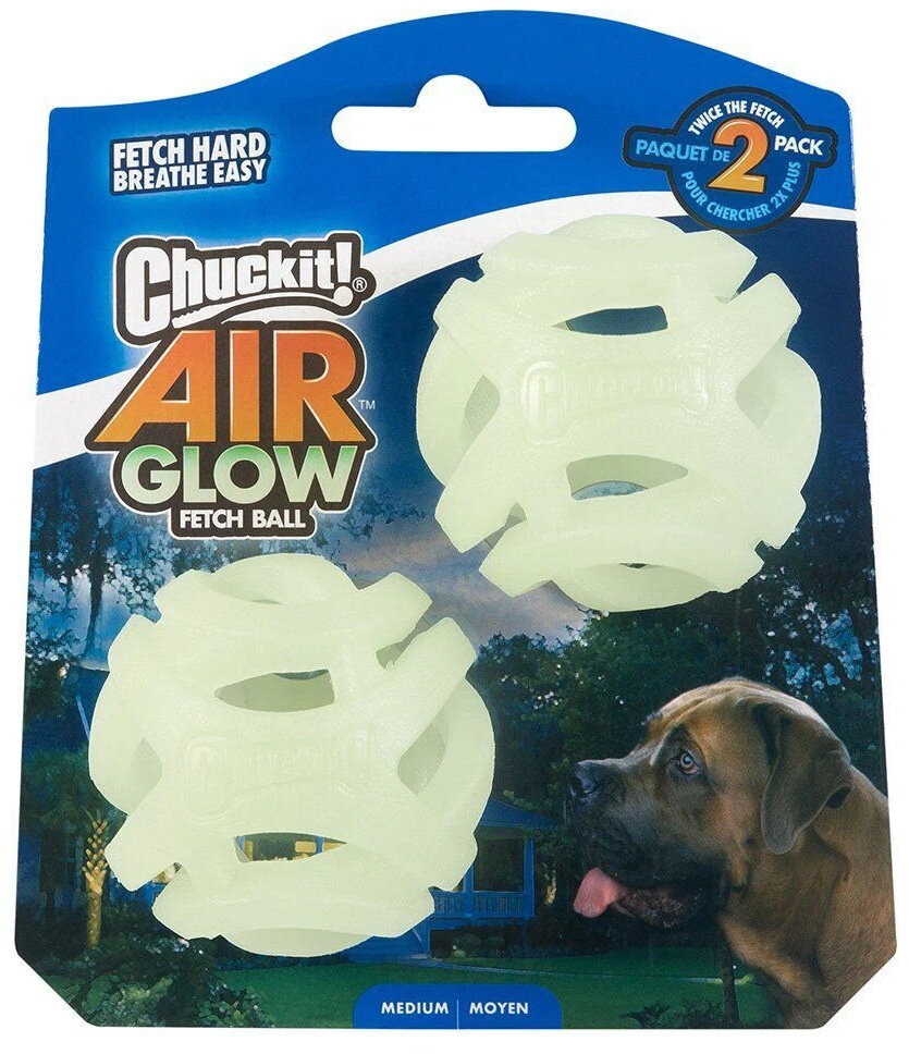 Chuckit! Air Glow Ball děrované svíticí míčky – Medium 6,4 cm – 2 ks