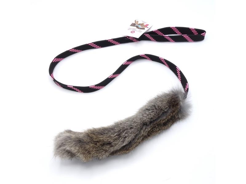 Pískací Potvůrky – Přetahovadlo pro psa – 20cm králík na dlouhé rukojeti růžová