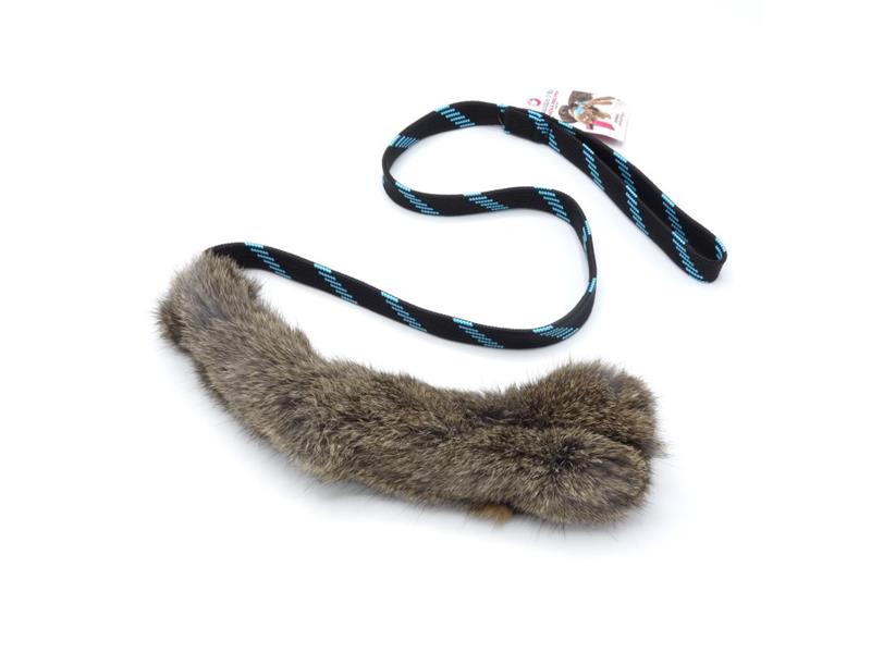 Pískací Potvůrky – Přetahovadlo pro psa – 20cm králík na dlouhé rukojeti modrá