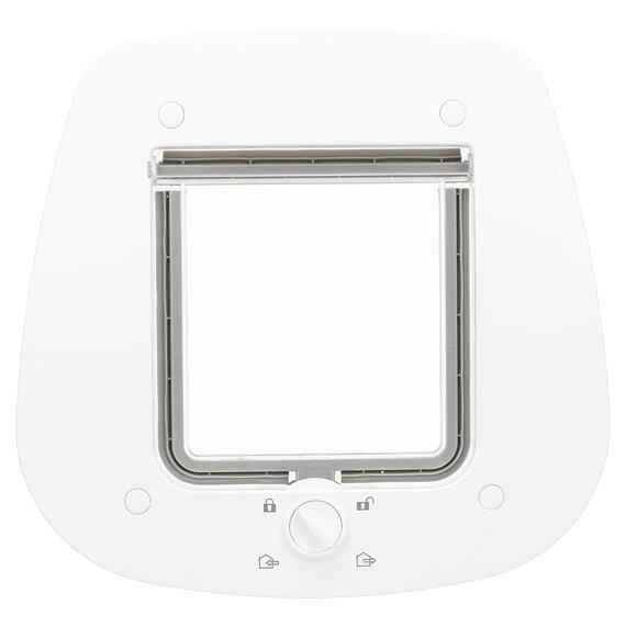 Průchozí dvířka pro kočku, 4-cestná, pro skleněné dveře, 27x26cm, bílá