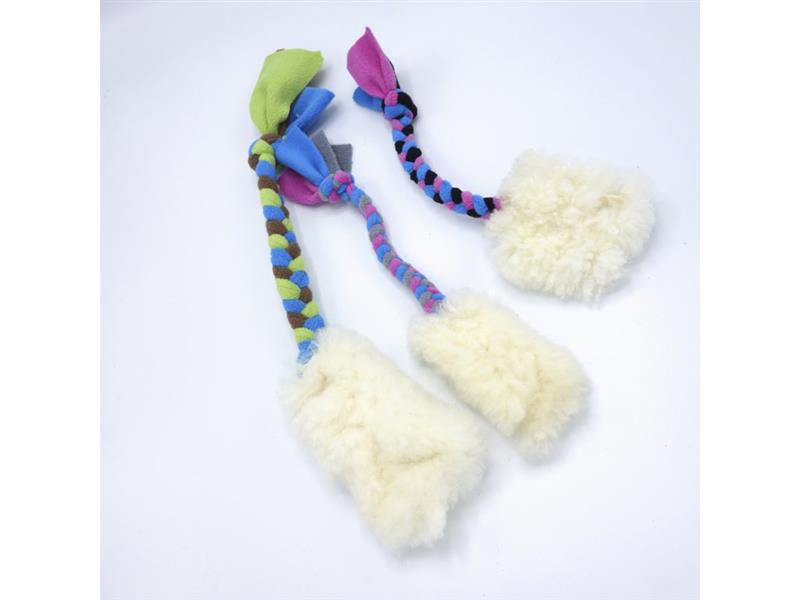 Pískací Potvůrky - Malé přetahovadlo pro psa – ovečka s flísovou rukojetí XS - kluk