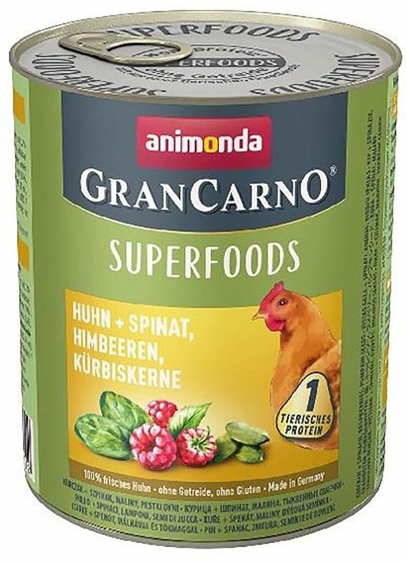 GRANCARNO Superfoods - kuře, špenát, maliny, dýňová semínka 800 g