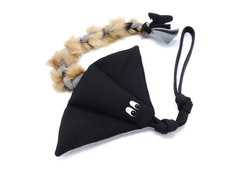 Pískací Potvůrky Odolný softshellový Rejnok s králičí kožešinou - černá/šedá