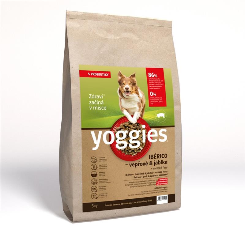 Yoggies Ibérico vepřové maso s jablky, granule lisované za studena s probiotiky 5kg