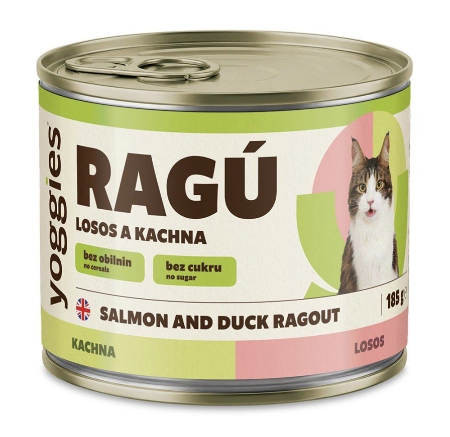 Yoggies RAGÚ pro kočky, losos a kachna 185 g