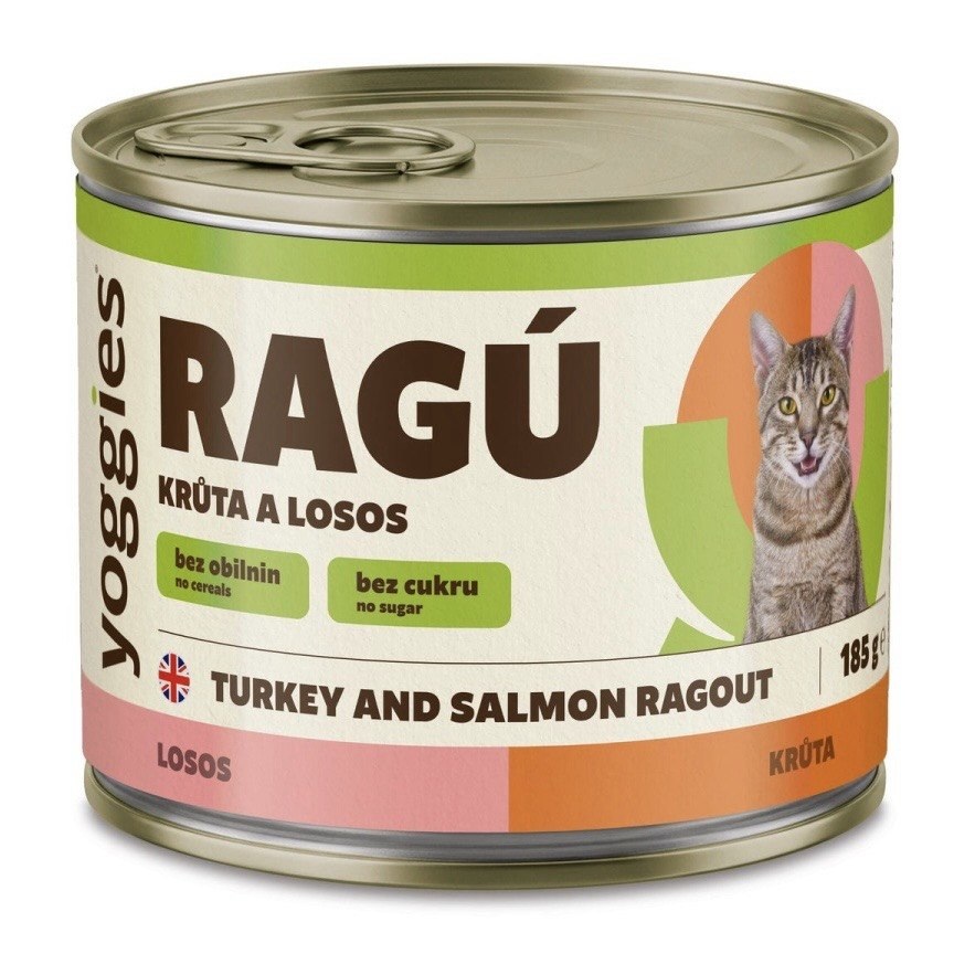 Yoggies RAGÚ pro kočky, krůta a losos 185 g
