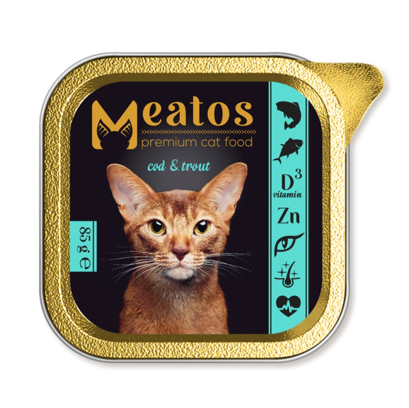 Meatos vanička Cat Cod & Trout kousky v omáčce 85 g