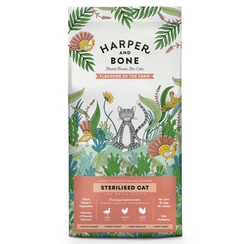 Harper and Bone Cat Sterilised příchutě farmy 2 kg