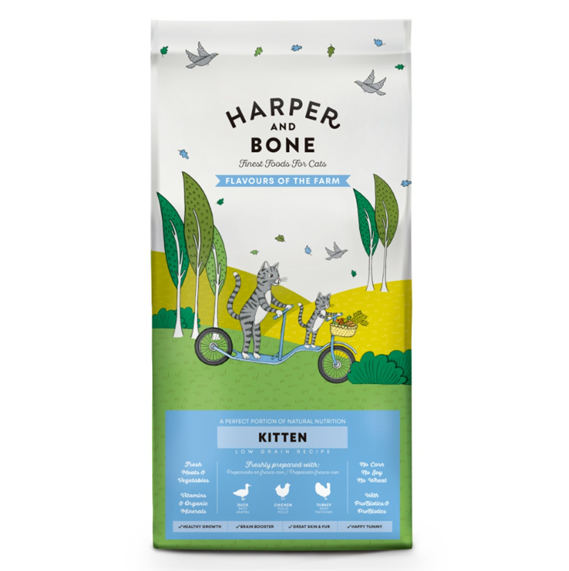 Harper and Bone Cat Kitten příchutě farmy 2 kg