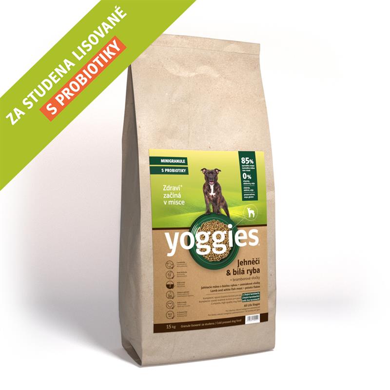 MINIGRANULE Yoggies, jehněčí a bílá ryba 15kg