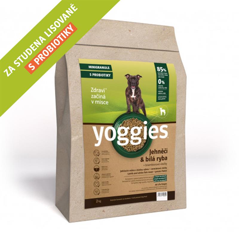 MINIGRANULE Yoggies, jehněčí a bílá ryba, granule lisované za studena s probiotiky 2kg