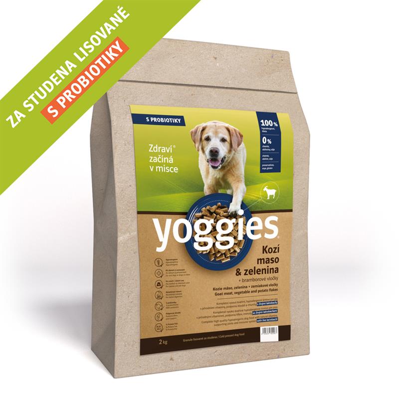 Yoggies Hypoalergenní granule s kozím masem, lisované za studena 2 kg