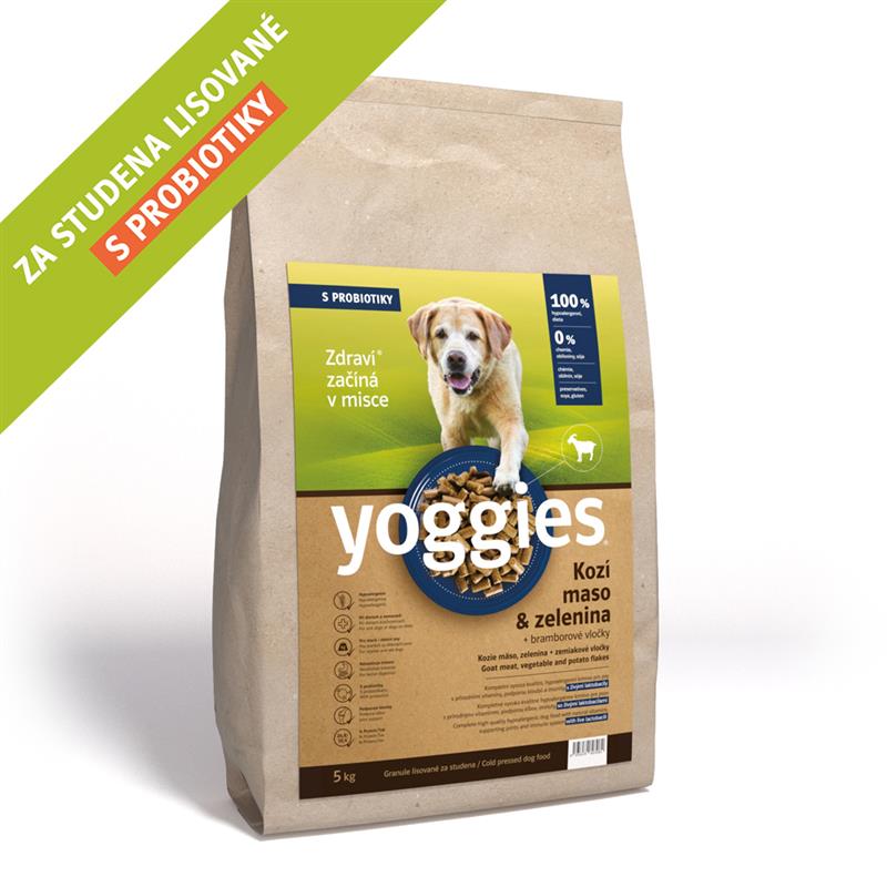 Yoggies Hypoalergenní granule s kozím masem, lisované za studena 5 kg