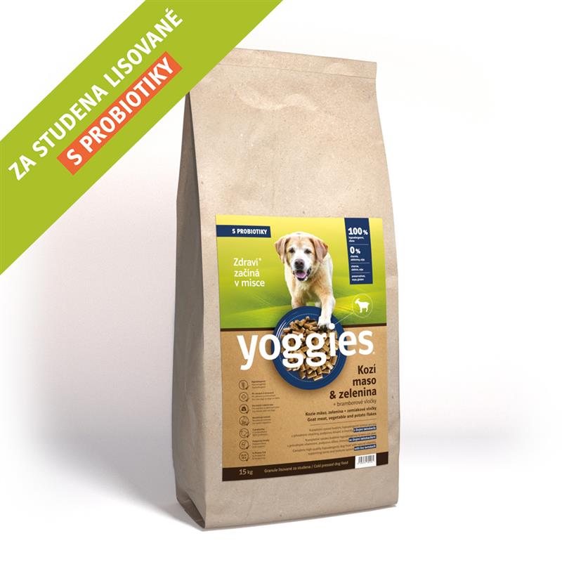 Yoggies Hypoalergenní granule s kozím masem, lisované za studena 15 kg
